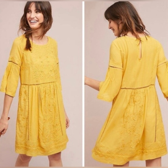 Anthropologie Dresses & Skirts - Anthropologie Akemi + Ken Viscose/Cotton Blend Embroidered Dress Size Medium